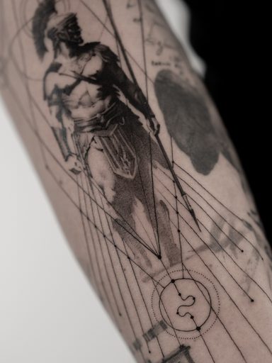 Archangel & Mandala — tattoo by Ted Faulmann