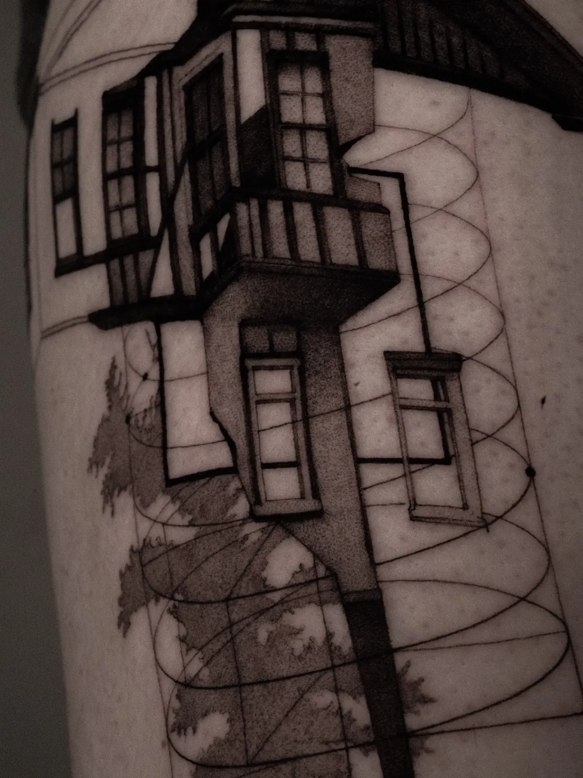 Dwelling (detail) — tattoo by Ted Faulmann