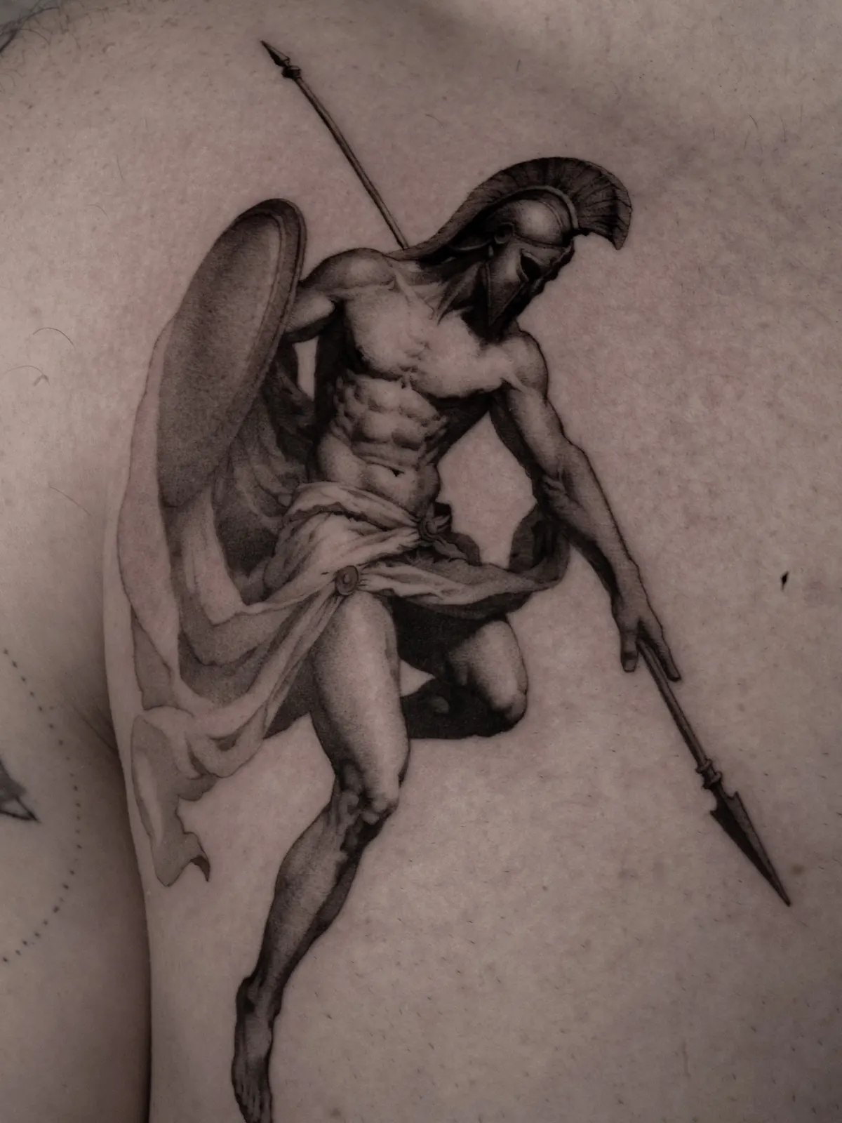 Spartan (detail) — tattoo by Ted Faulmann