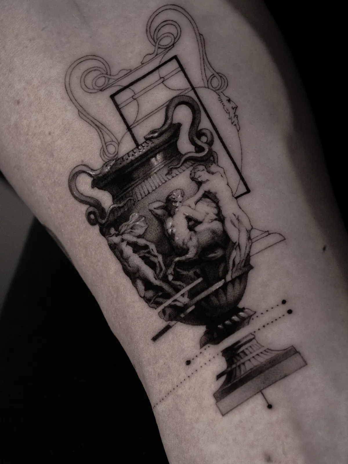 Amphora (detail) — tattoo by Ted Faulmann